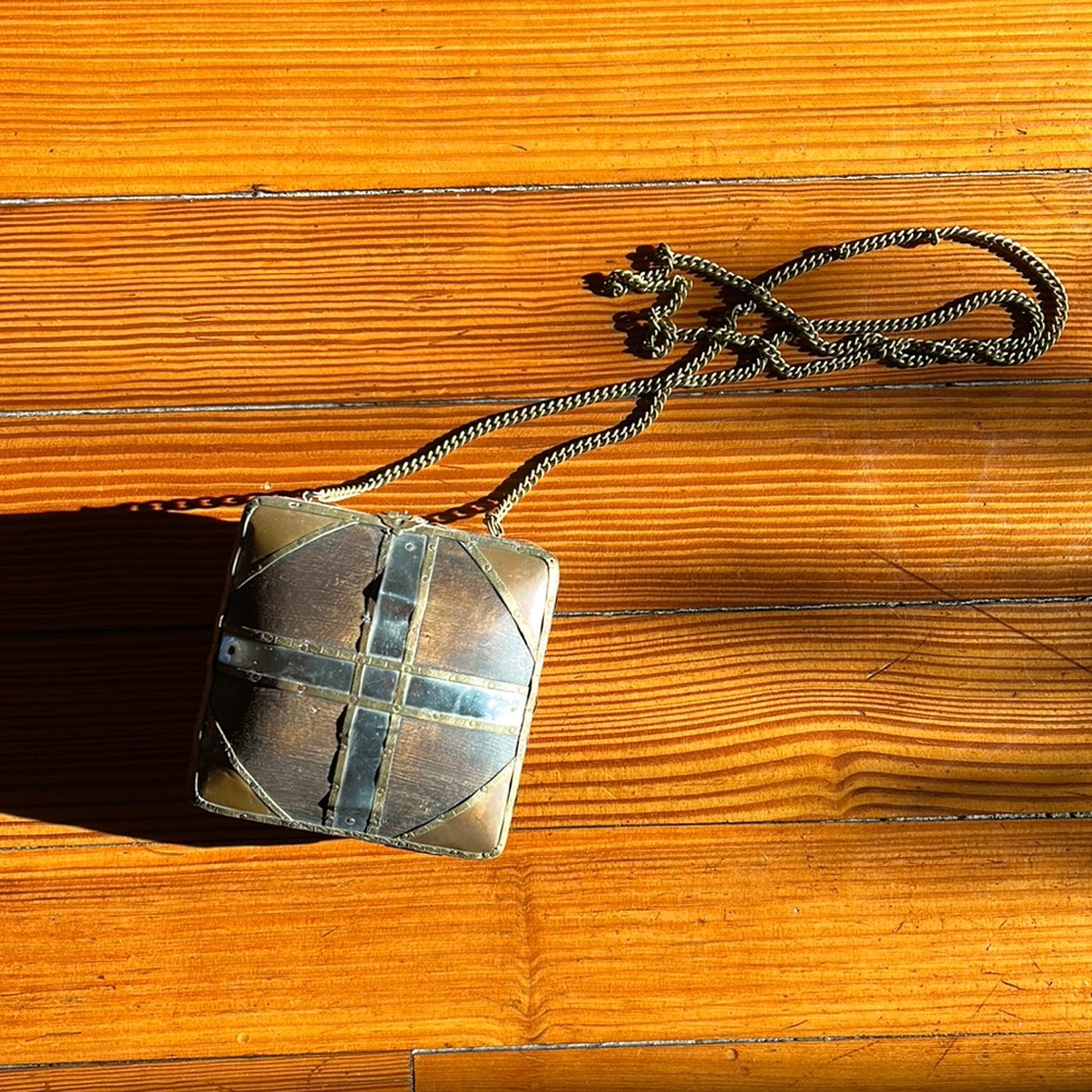 Vintage wooden and metal bag